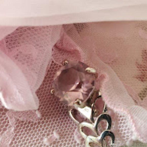 Vintage Silver w/Light Pink Rhinestone Brooch - Picture 4 of 9